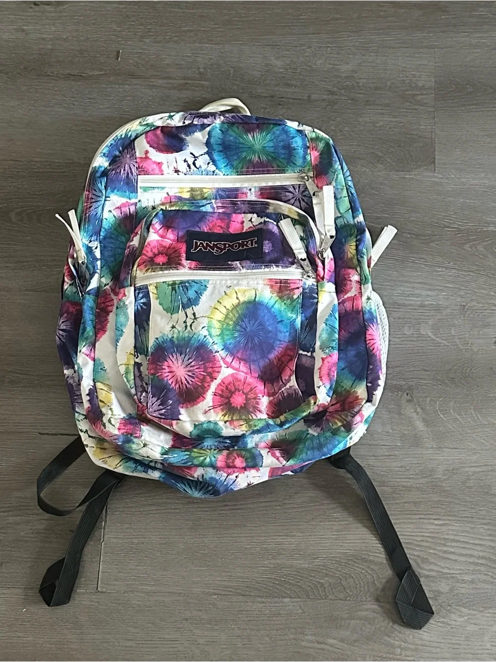 JanSport Tie-Dye Multicolor 5 Pockets Backpack w/ Padded Straps Zip Pocket